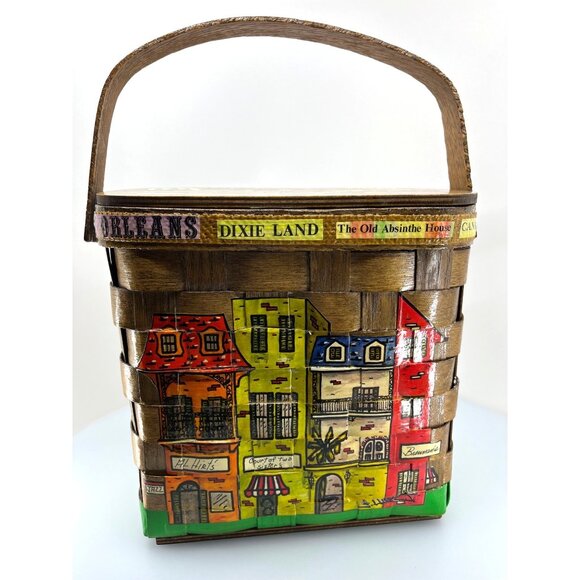 Boho Basket Purse, Vintage Nan Caro Design, Signed by J Hussey of Metairie, LA - Picture 5 of 16